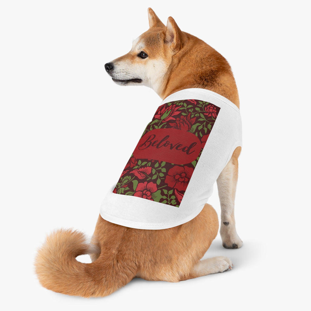Beloved Floral Pet Tank Top — Red Rose Dog Shirt
