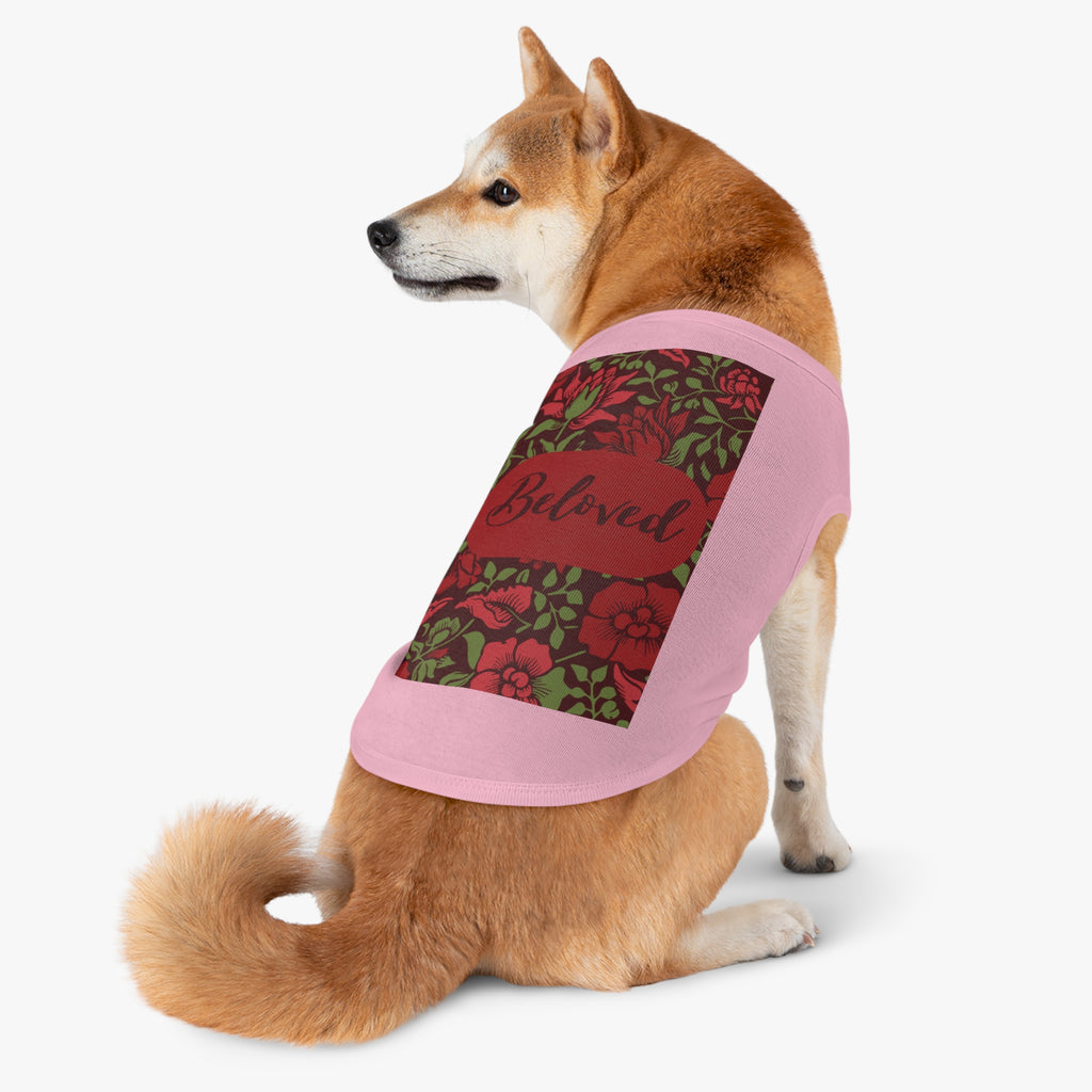 Beloved Floral Pet Tank Top — Red Rose Dog Shirt