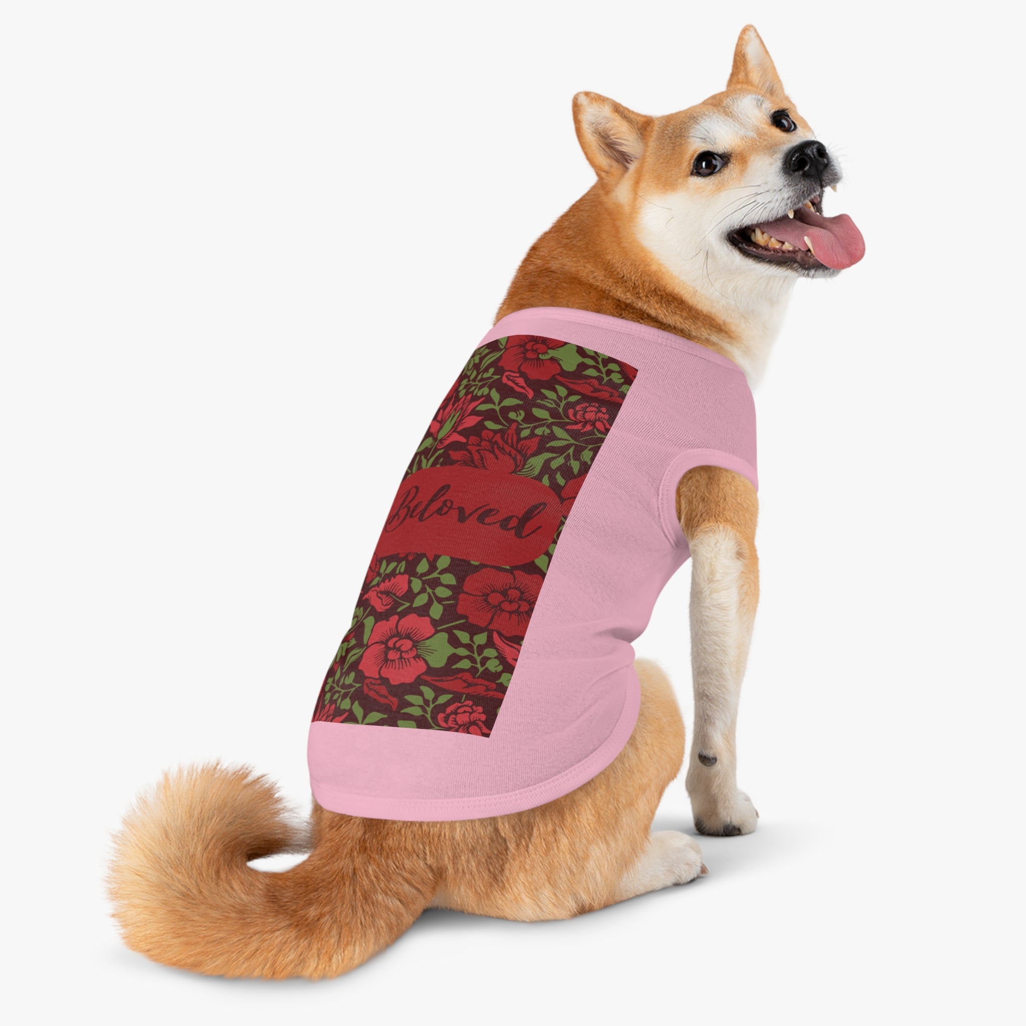 Beloved Floral Pet Tank Top — Red Rose Dog Shirt