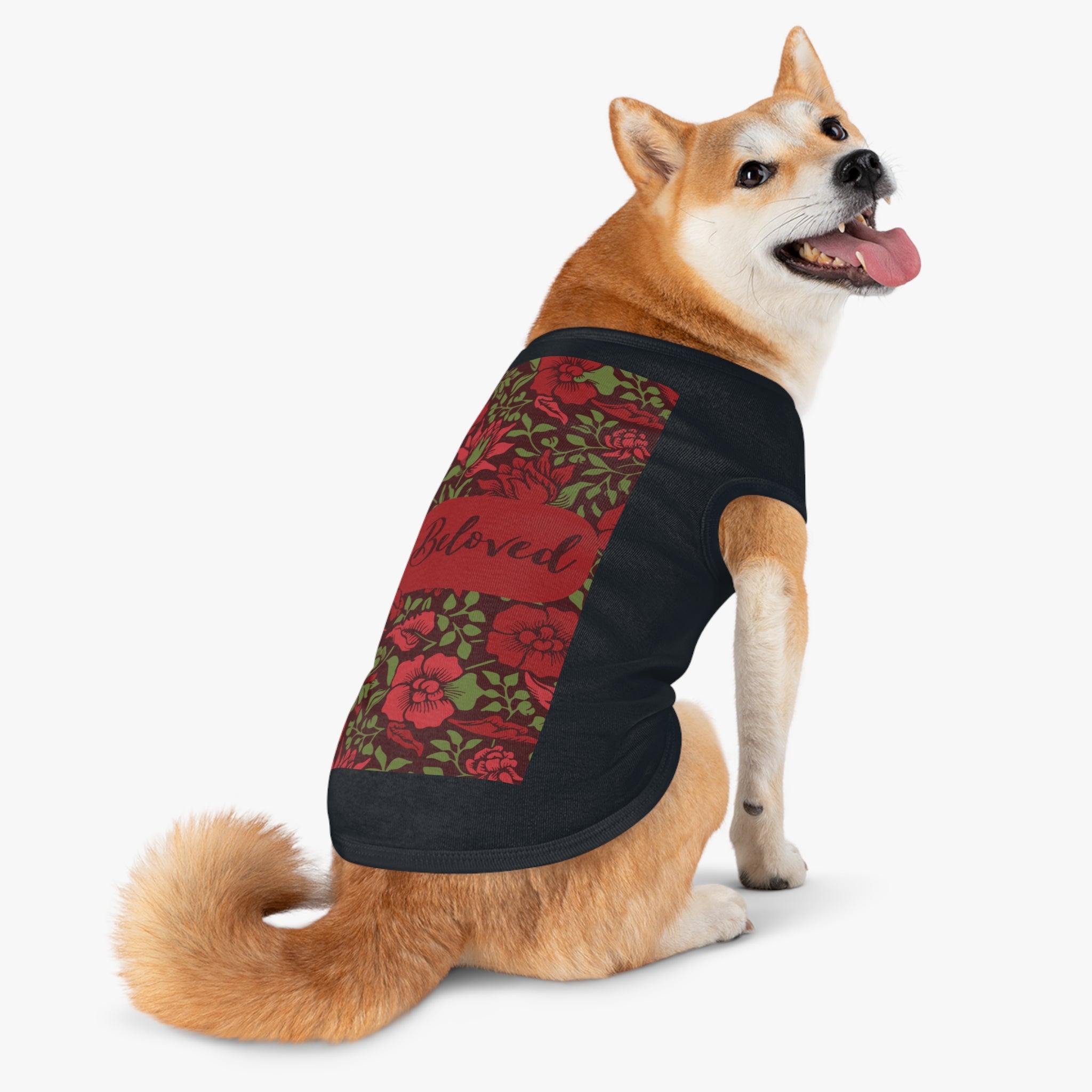Beloved Floral Pet Tank Top — Red Rose Dog Shirt