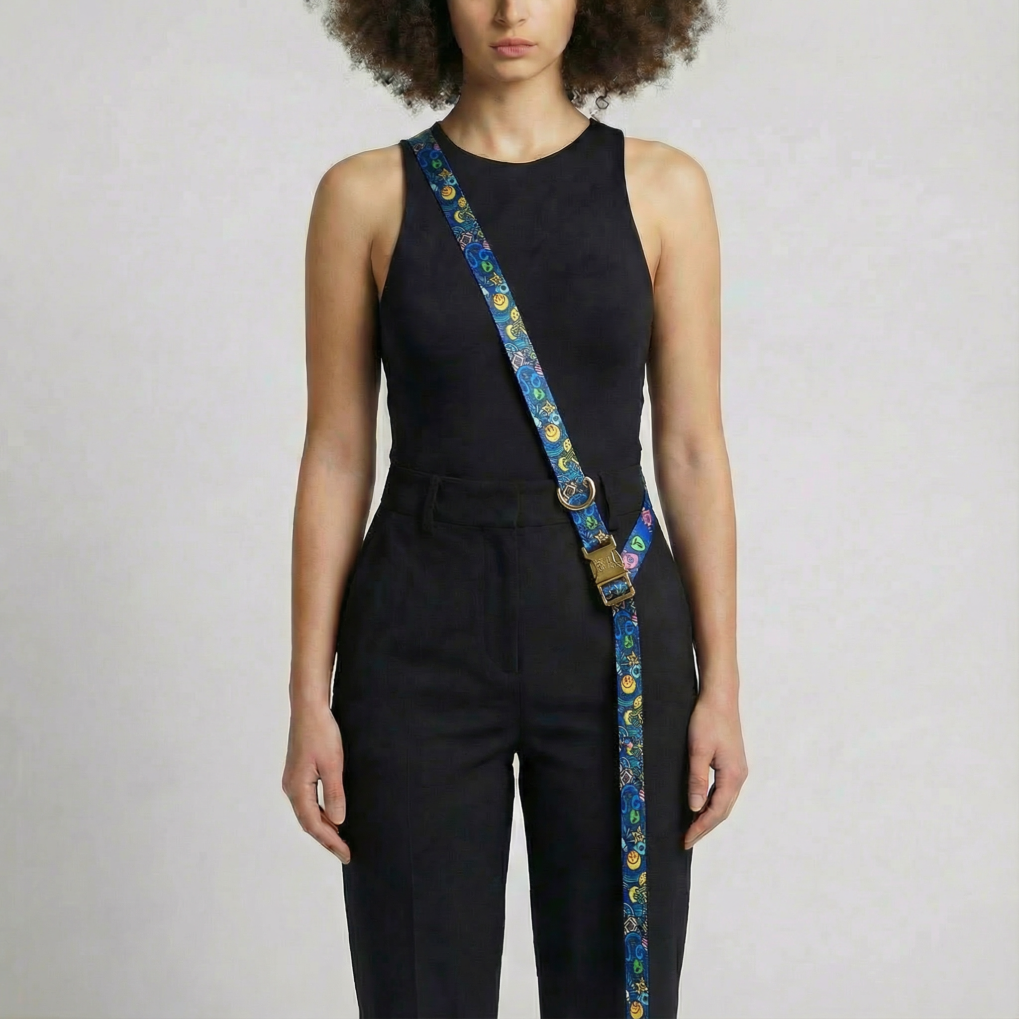 Woman wearing hands free dog leash Galaxy